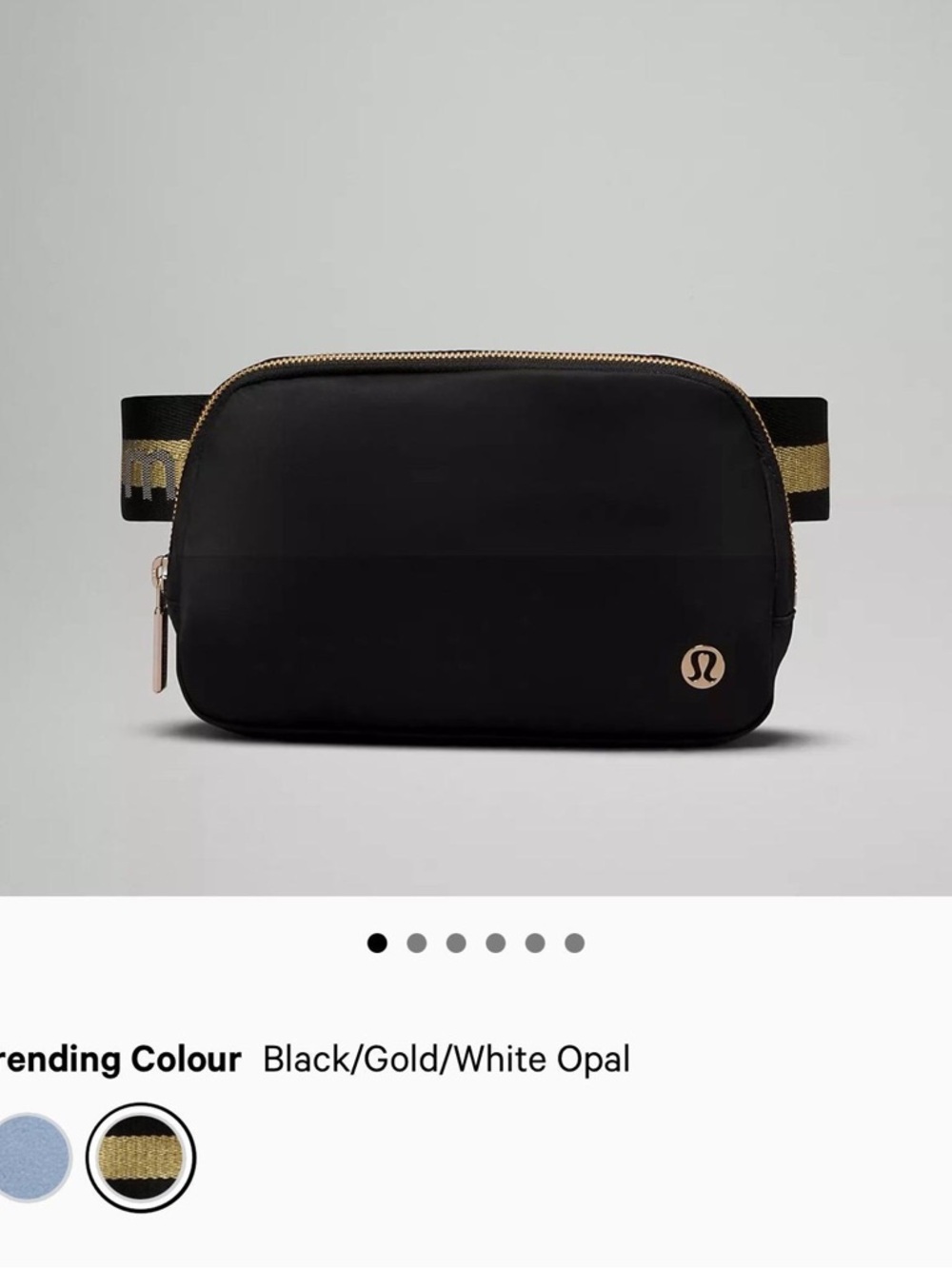 lululemon athletica Black and Gold Belt Bag